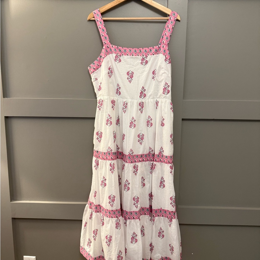 J. Crew White and Pink Floral Maxi Dress